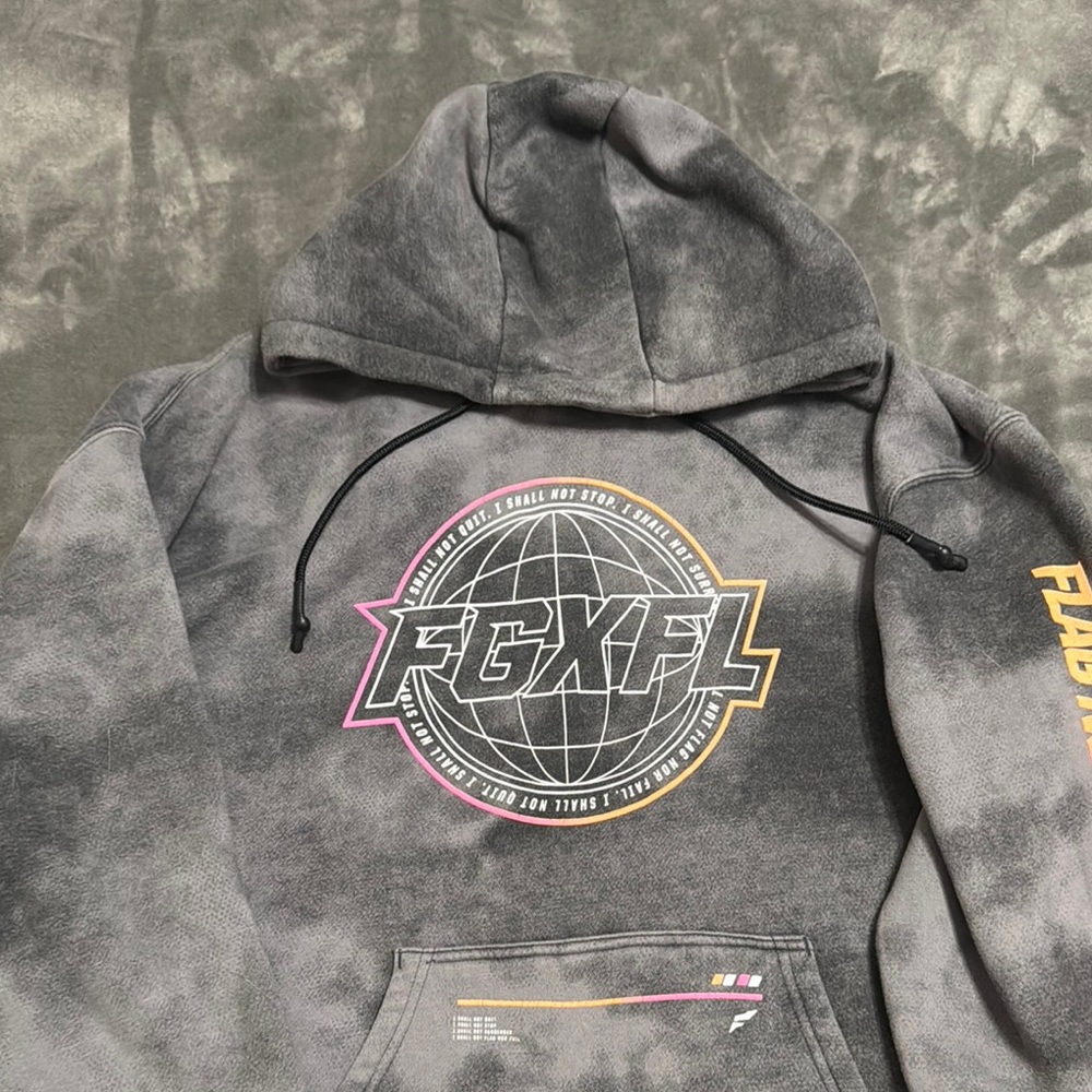 FGXFL Charcoal Hoodie with Pink and Yellow Accents